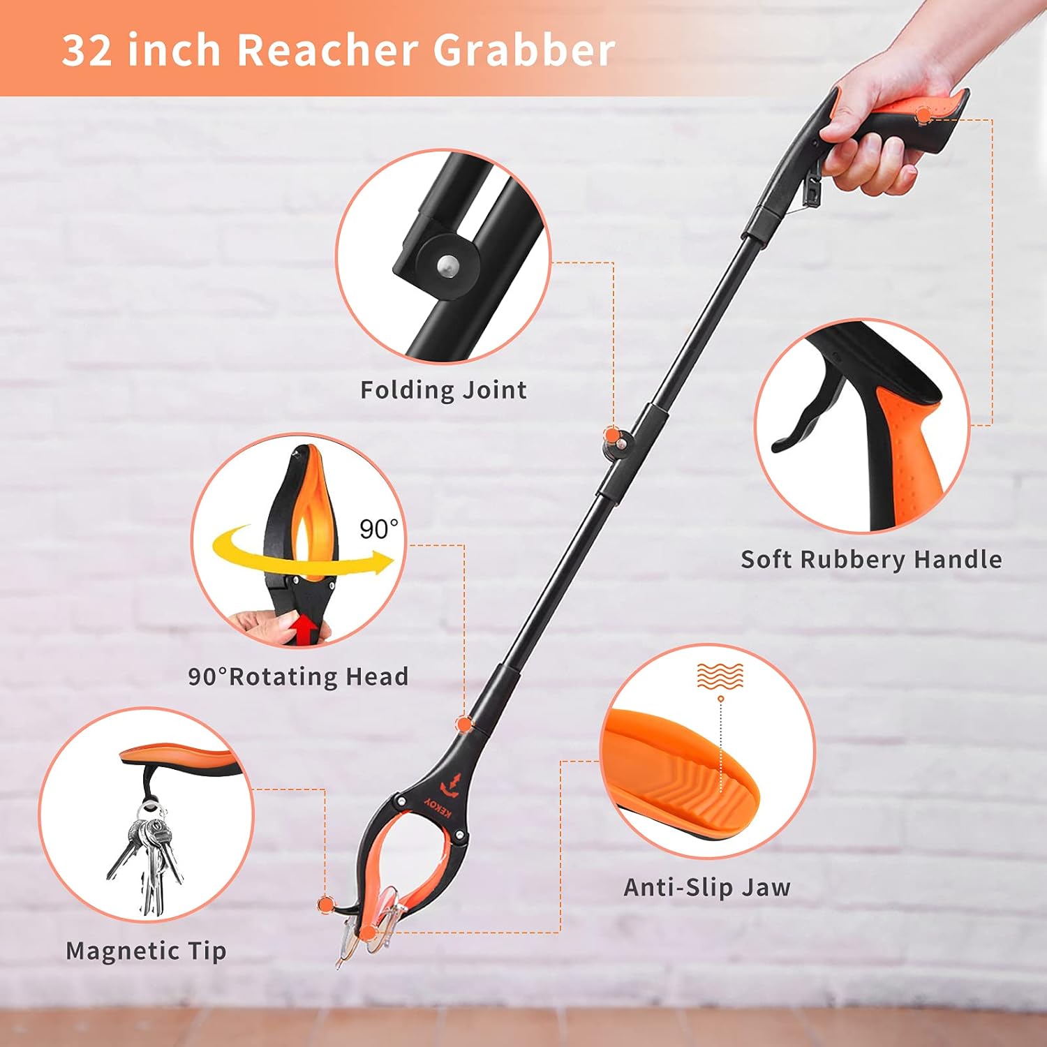 Kekoy Hip Recovery Kit with 32in Reacher Grabber, Sock Aid, Dressing Tools


