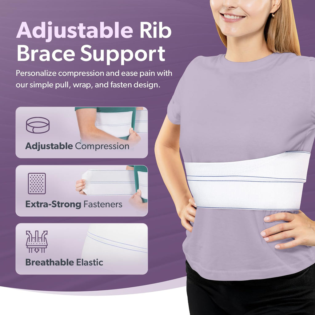 BraceAbility Broken Rib Brace Rib Protector Compression Wrap Chest Support Belt

