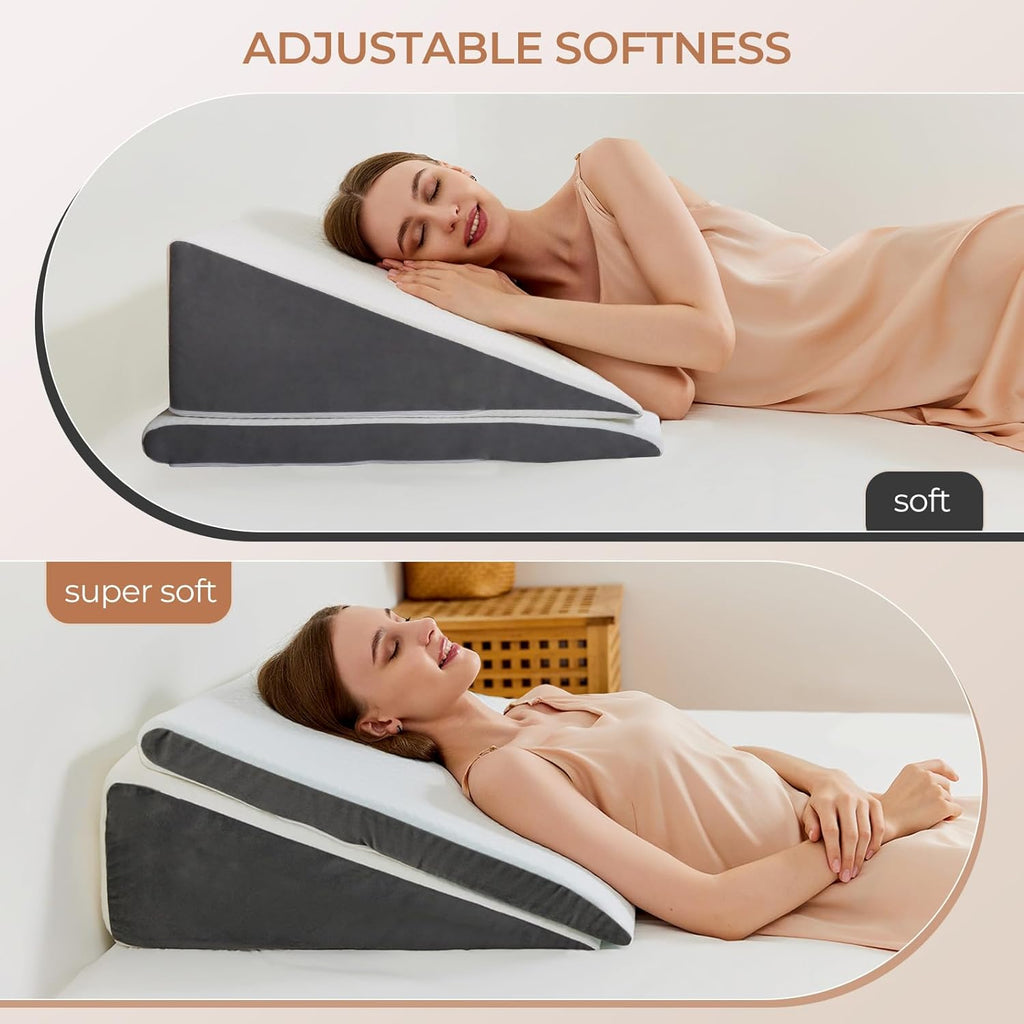 Vekkia Adjustable Memory Foam Wedge Pillow for Acid Reflux, GERD, Sleep Apnea

