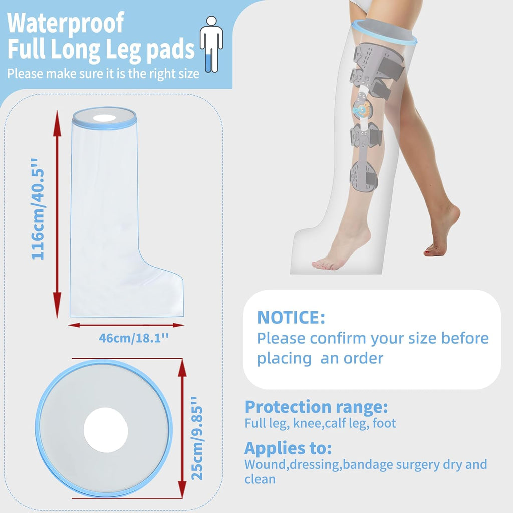 KT2105-EL Waterproof Full Leg Cast Protector for Shower, Leg Cast Cover

