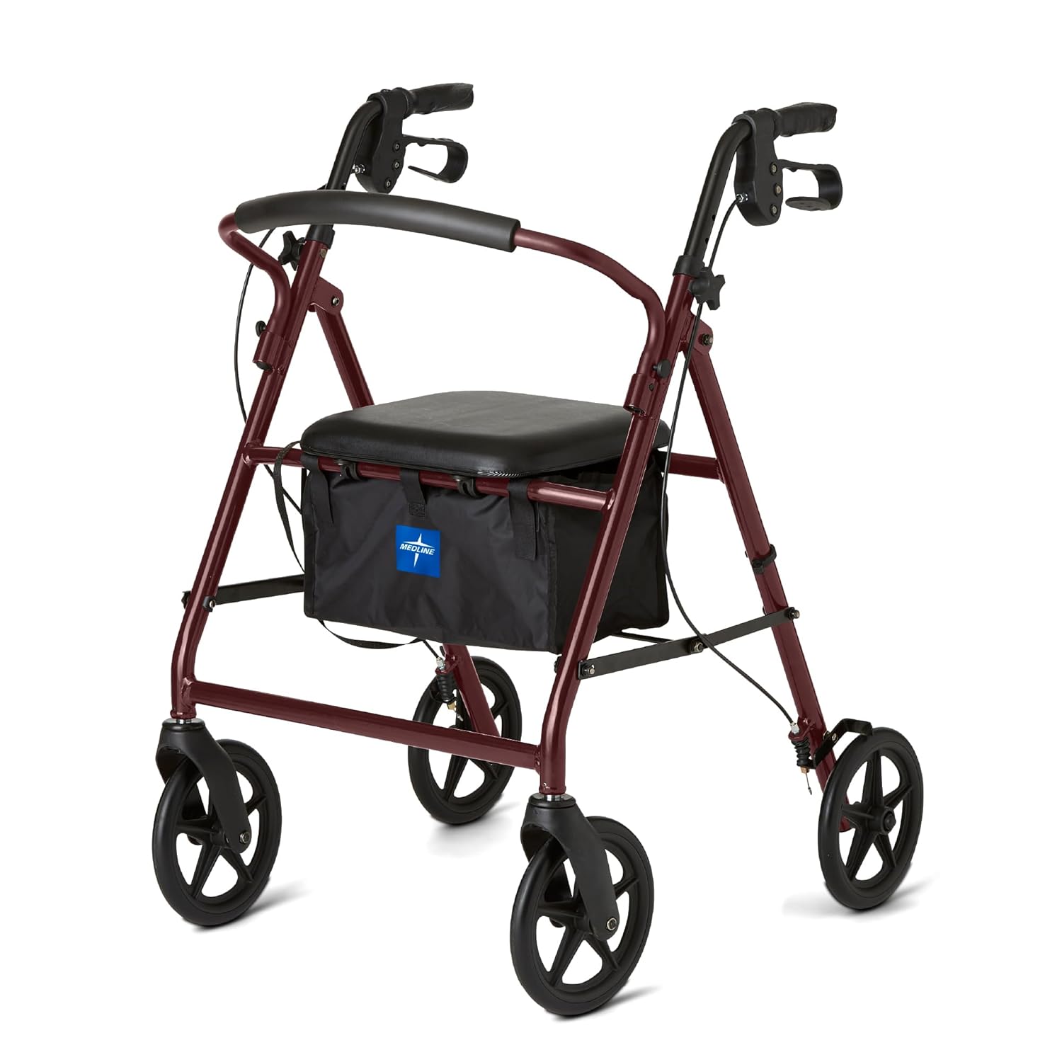 Medline Mobility Dependable Steel Rollator Walker, 300 lb Capacity, Adjustable Handle

