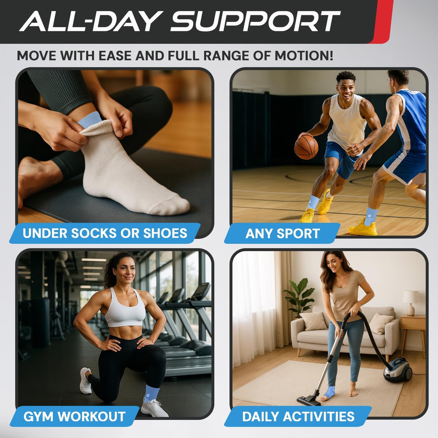Sleeve Stars Ankle Brace Compression Sleeve with Removable Strap for Sprains

