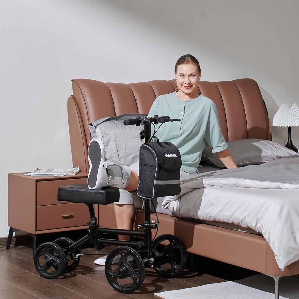 ELENKER Knee Scooter Knee Walker with Dual Braking System, Adjustable, Foldable

