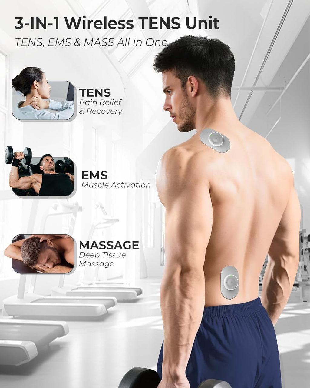 KingPavonini Wireless TENS Unit Muscle Stimulator with Dual-Channel, 30 Intensities (U13)

