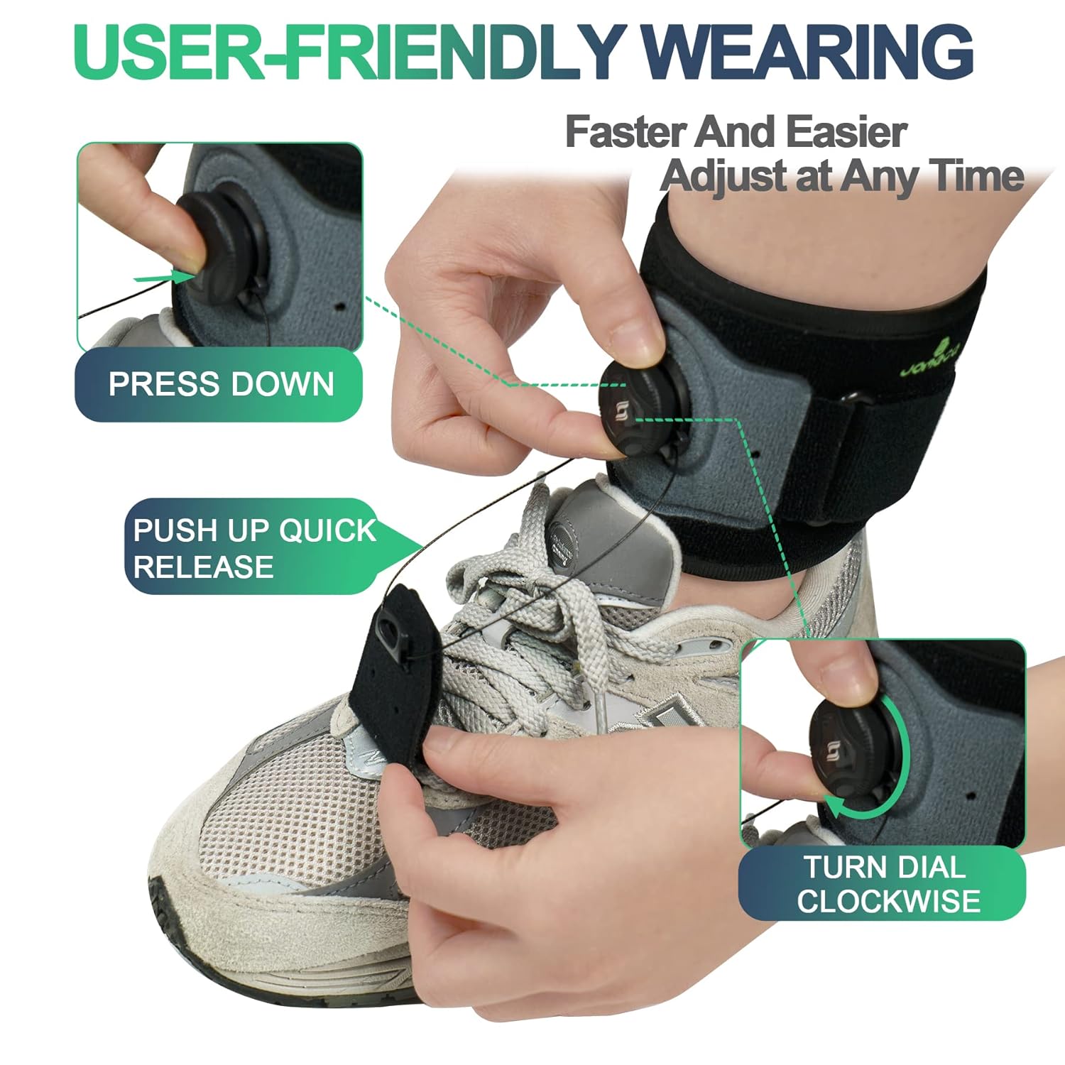 JOMECA AFO Drop Foot Brace with Reel-Adjust Dorsiflexion Support for Walking


