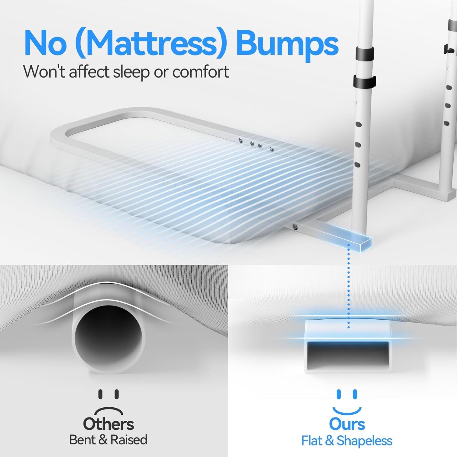 Bed Rails for Elderly Adults, Adjustable Bedrail with Non-Slip Handle and Storage Pocket

