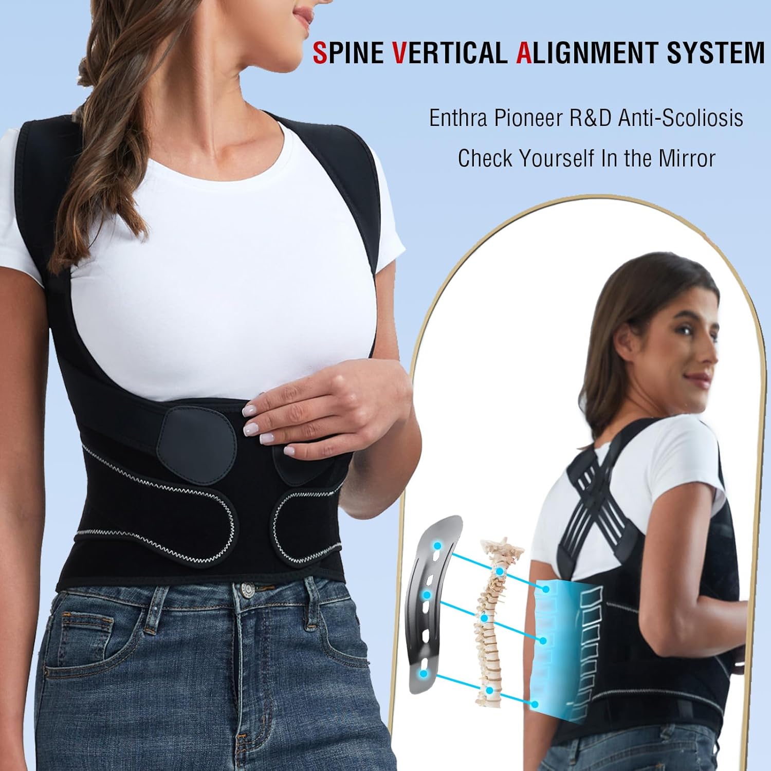 Enthra Back Brace Posture Corrector with Spine Alignment System for Scoliosis

