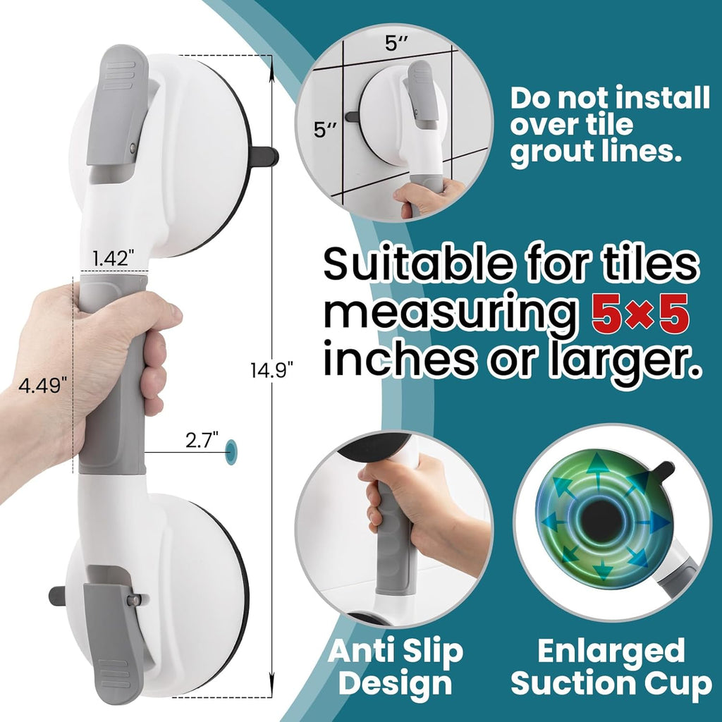TAILI Suction Grab Bar for Bathtubs and Showers, No-Drill Safety Handrail

