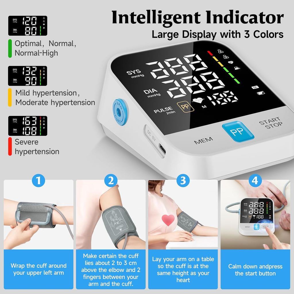 Zerabati Upper Arm Automatic Digital Blood Pressure Monitor with LED Display

