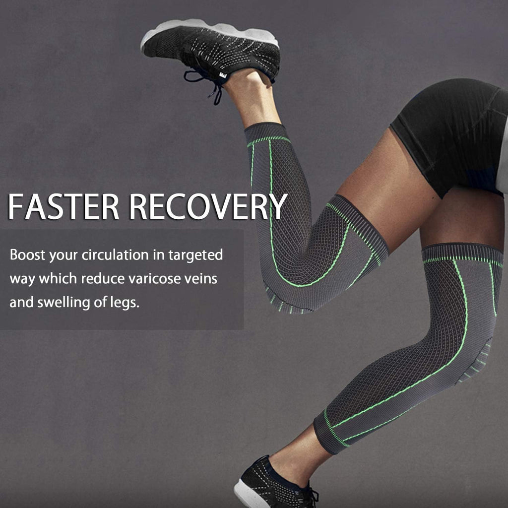 Spandex Full Leg Compression Sleeves with Knee Support for Running & Cycling


