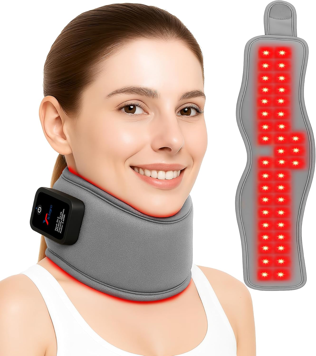 ICBGRE Red Light Therapy Neck Brace, 660nm Red & 850nm Infrared Heated Collar

