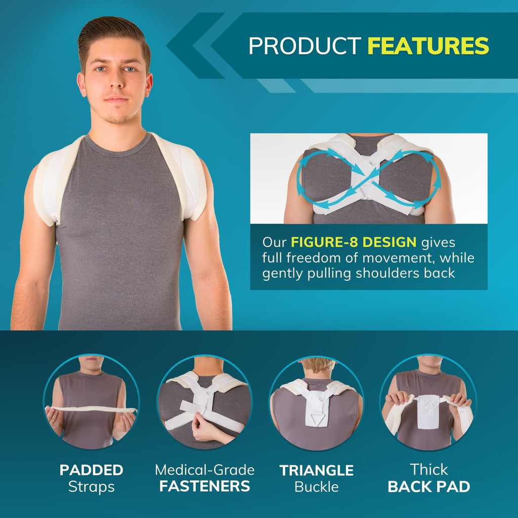 BraceAbility Clavicle Support Brace Figure 8 Upper Back Posture Corrector for Shoulder

