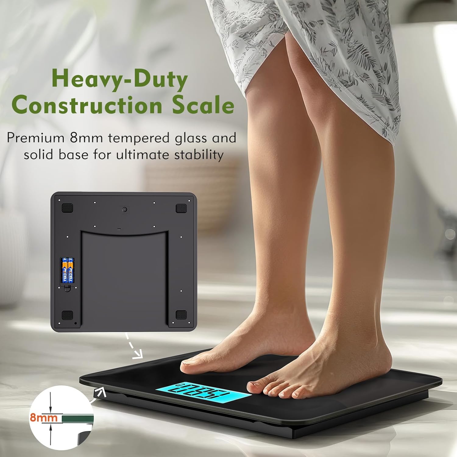 ZOETOUCH 560 lb Digital Bathroom Scale with Wide Tempered Glass Platform

