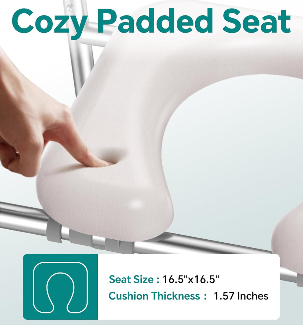 Soundfuse Raised Toilet Seat Riser with Handles, Adjustable Height and Width, Padded

