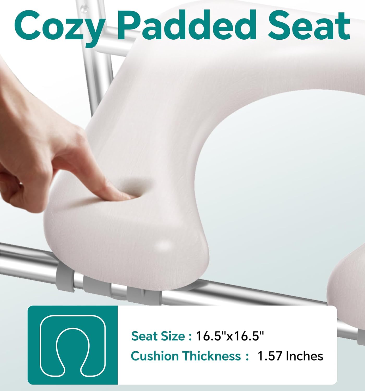 Soundfuse Raised Toilet Seat Riser with Handles, Adjustable Height and Width, Padded

