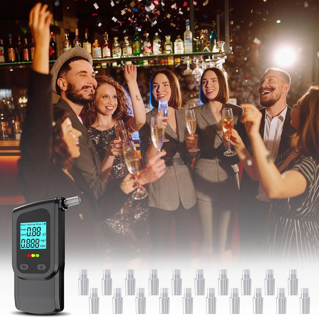 Breathalyzer LCD Digital Alcohol Tester with Replaceable Mouthpieces


