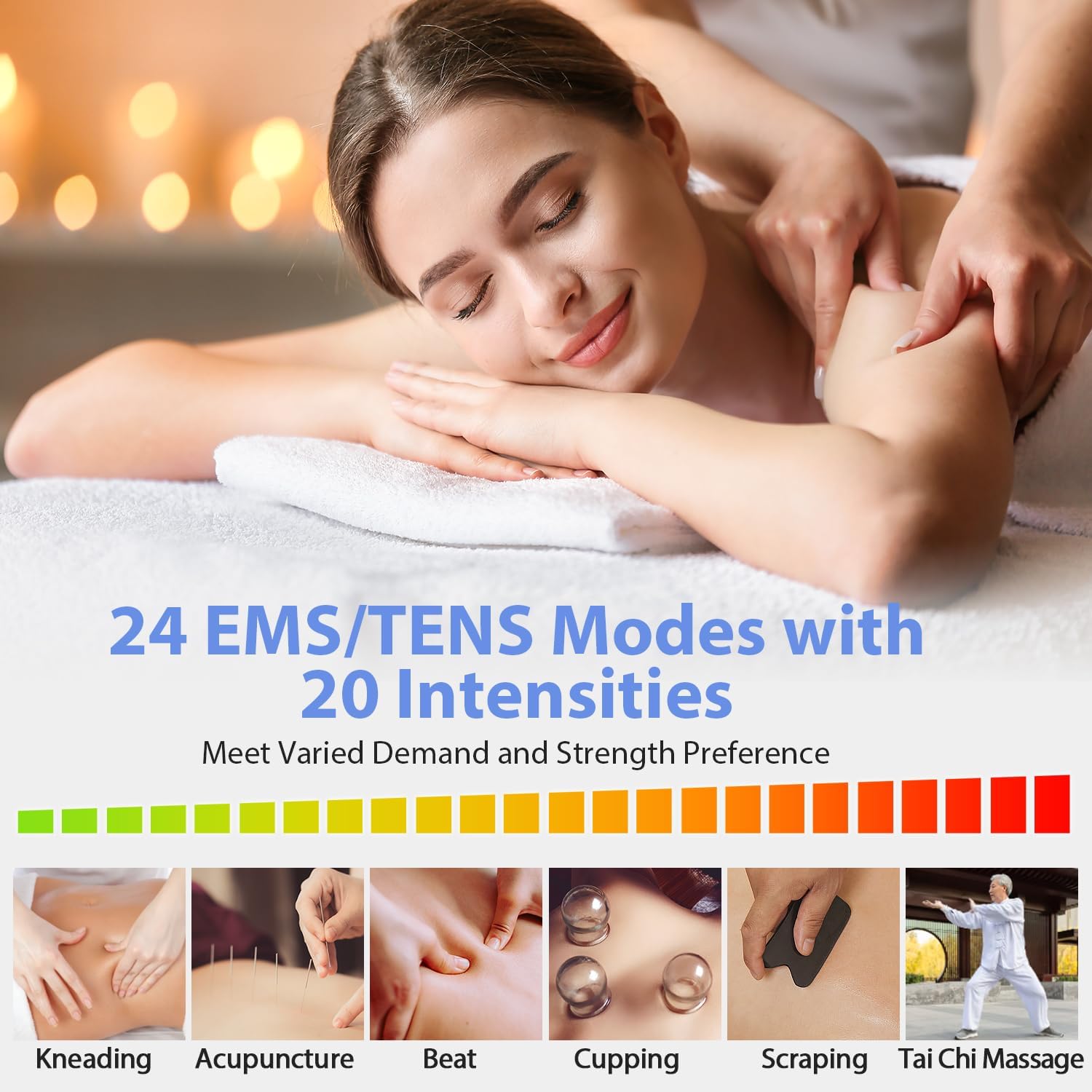 TENS Unit Muscle Stimulator, Rechargeable EMS Massager with 8 Electrode Pads

