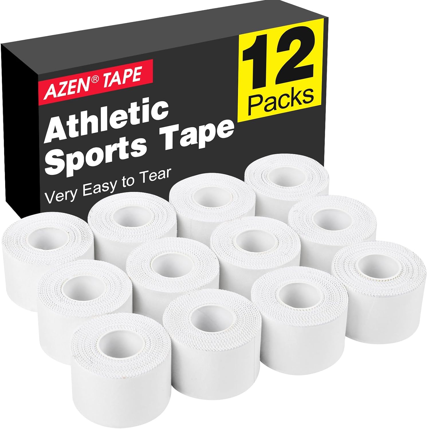 AZEN Athletic Sports Tape, Medical Grade Cotton, Latex-Free, Easy Tear

