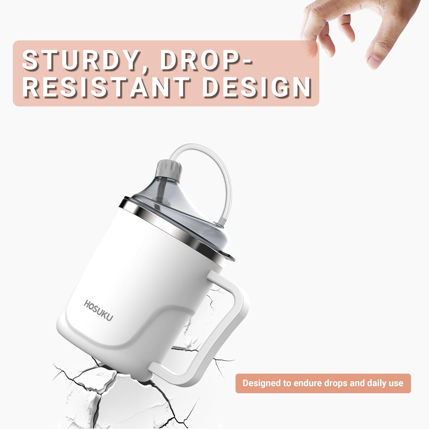 Spill-Proof Sippy Cup for Elderly, Stainless Steel Straw Cup, 13.5 oz


