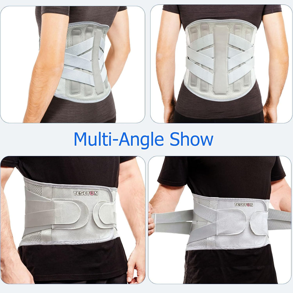 TESETON Lumbar Back Brace for Lower Back Pain, Adjustable Support Belt

