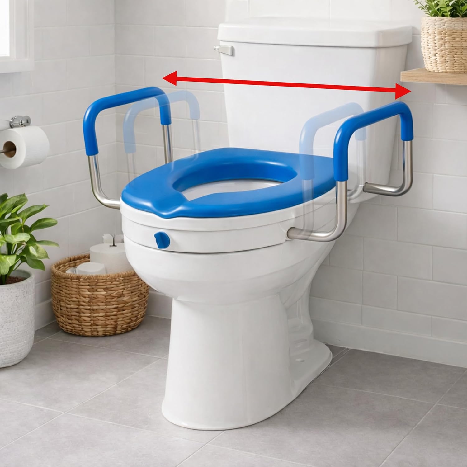 Platinum Health Soft-TOP 2.0 Padded Raised Toilet Seat with Armrests, Adjustable

