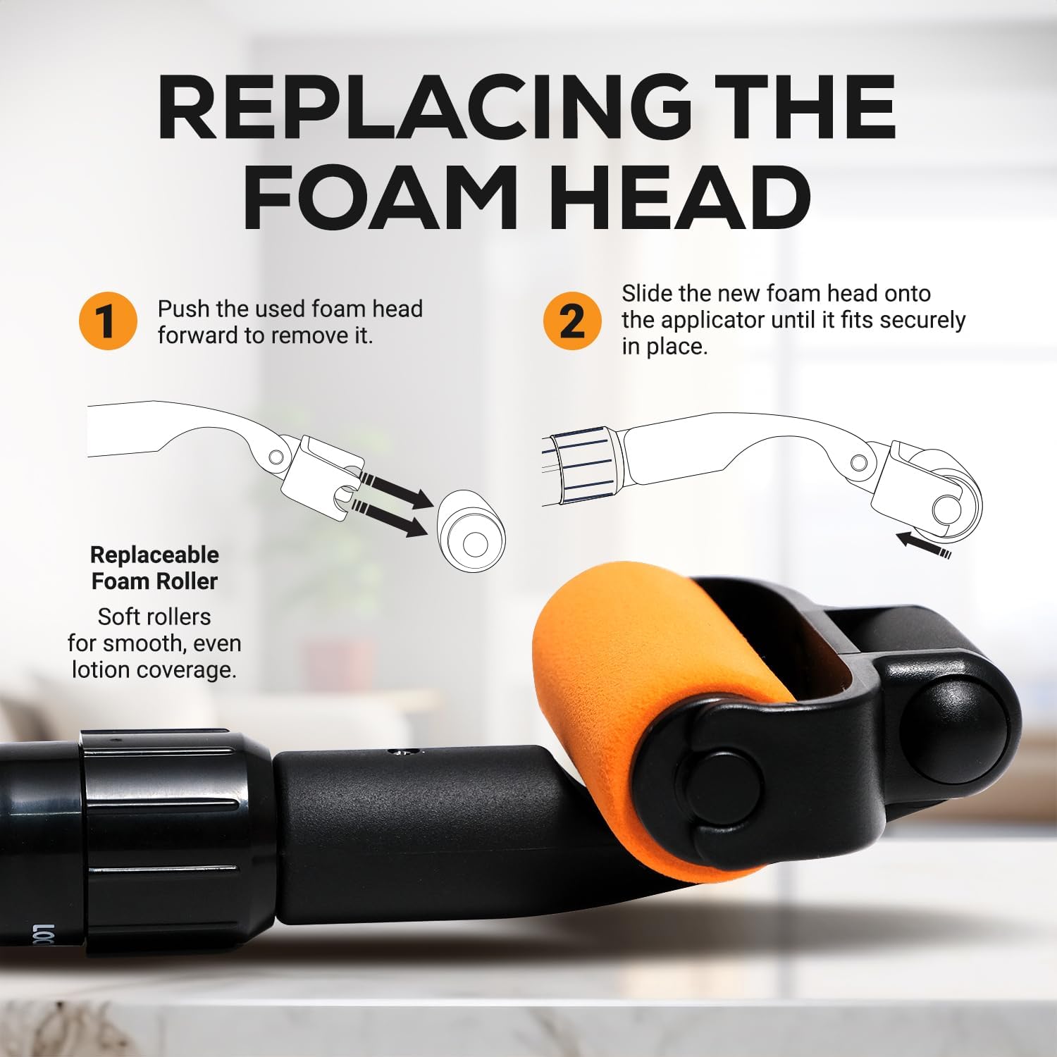 EZPIK Extendable Lotion Applicator for Back and Legs, Curved Foam Roller Handle

