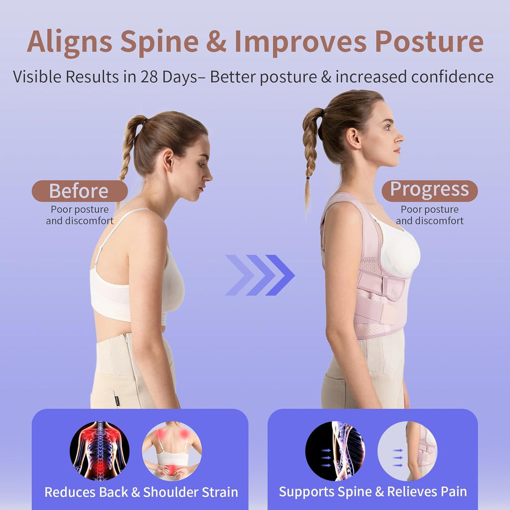 NLNYCT Posture Corrector for Women 2-in-1 Back Brace with Shoulder Support

