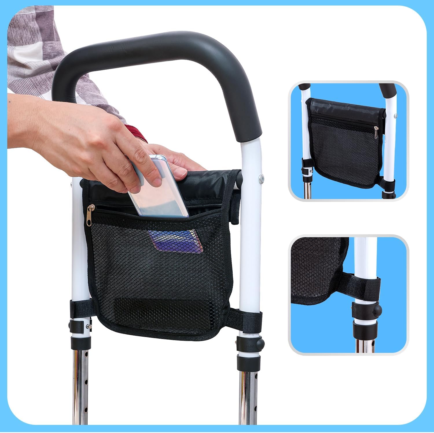 Walking Cane for Mobility Support, Height Adjustable, Anti-Slip Grip, Steel Frame

