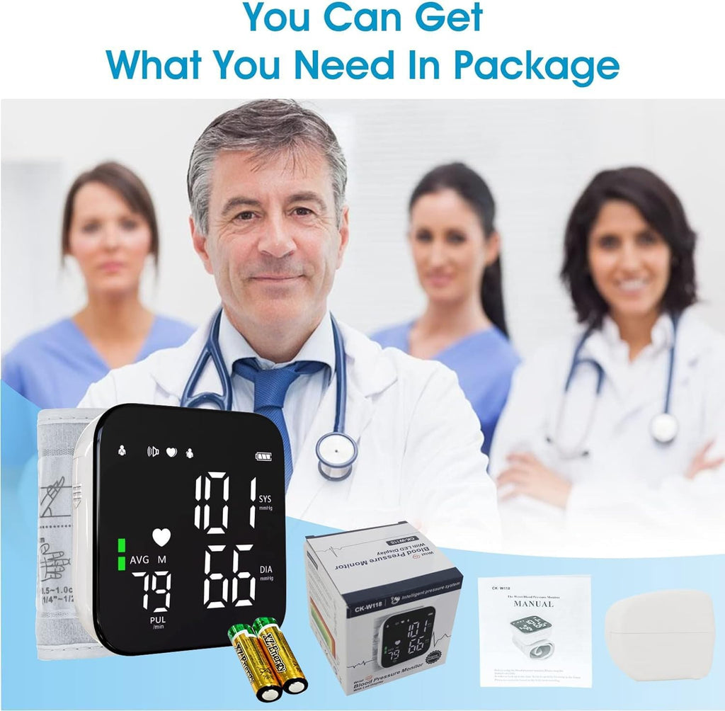 Greetmed Talking Wrist Blood Pressure Monitor Automatic Digital BP Machine

