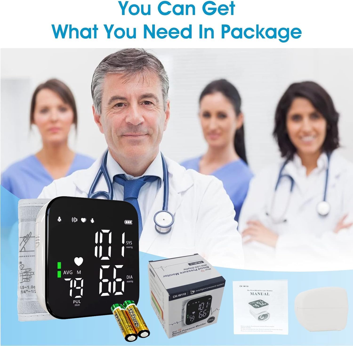 Greetmed Talking Wrist Blood Pressure Monitor Automatic Digital BP Machine


