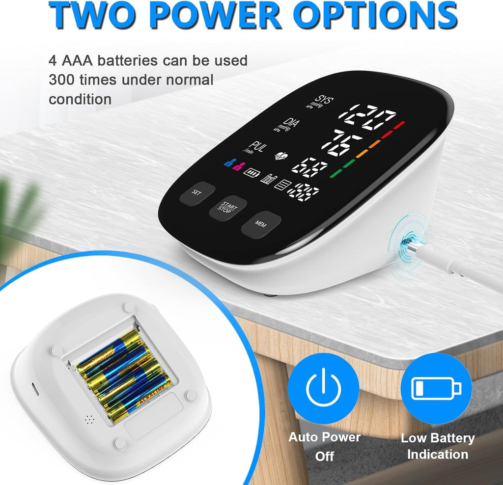 Automatic Upper Arm Blood Pressure Monitor with Digital Display and Adjustable Cuff

