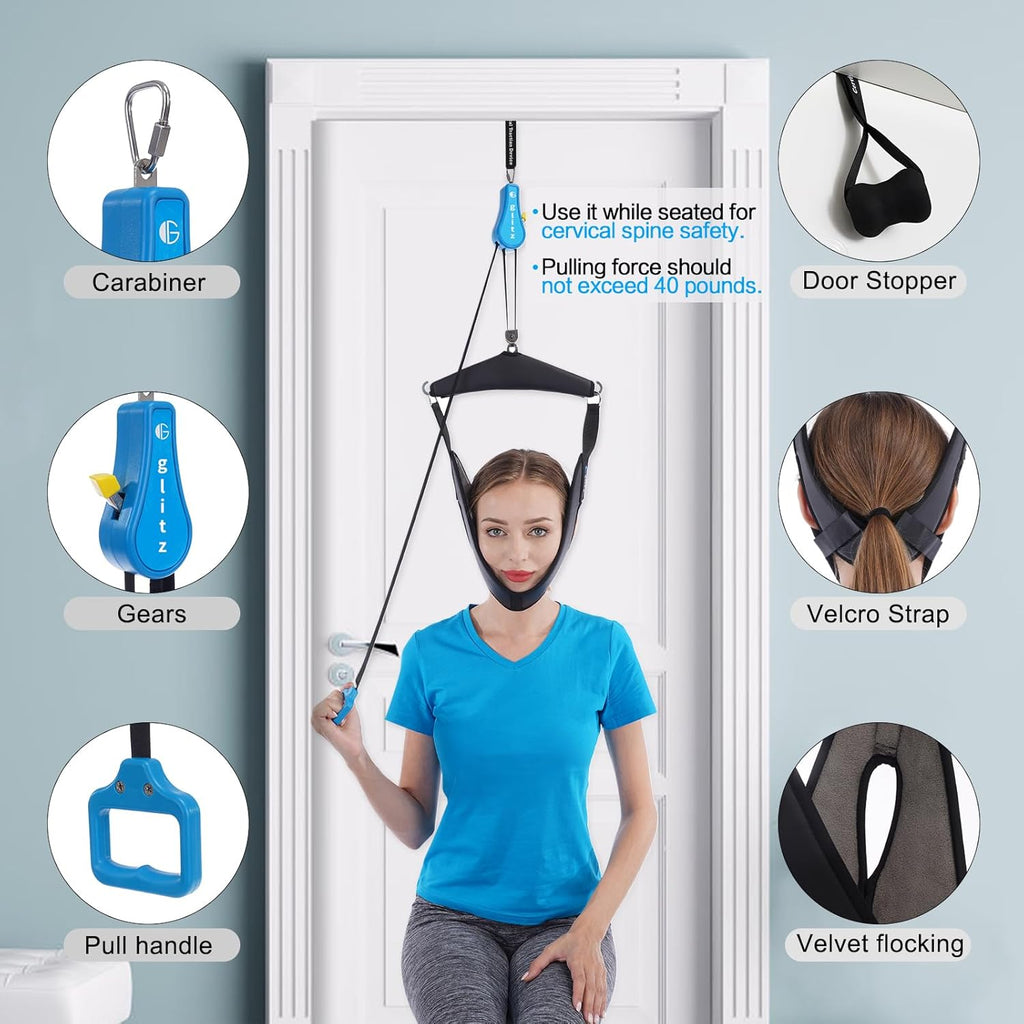 Cervical Neck Traction Device for Home Use, Over-Door Neck Stretcher Sling


