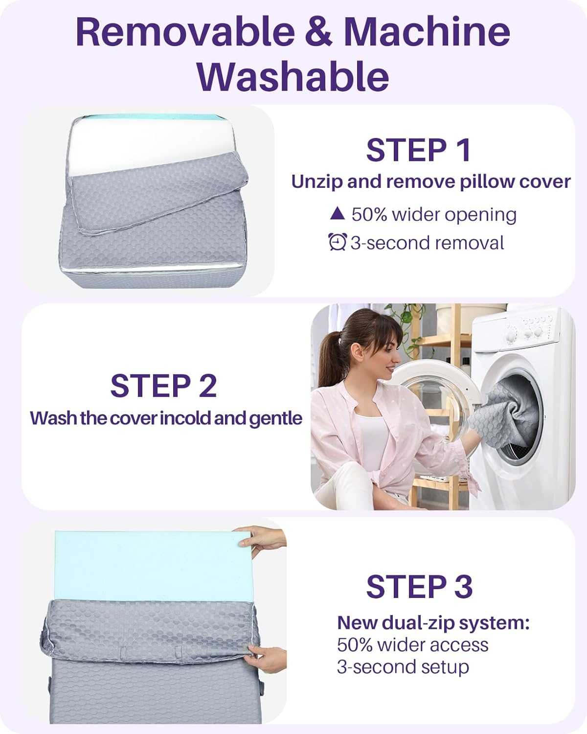 Kekoy Memory Foam Wedge Pillow for Acid Reflux, Sleep Apnea, Snoring, Back Pain

