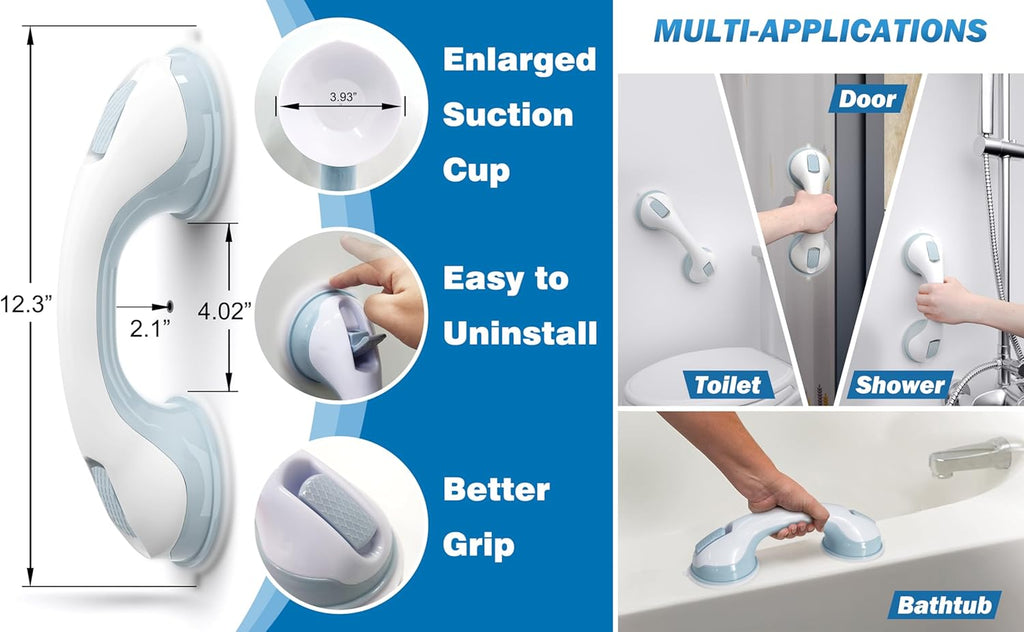 AirTight Grab Bar for Shower, ADA Compliant Suction Safety Handle for Seniors

