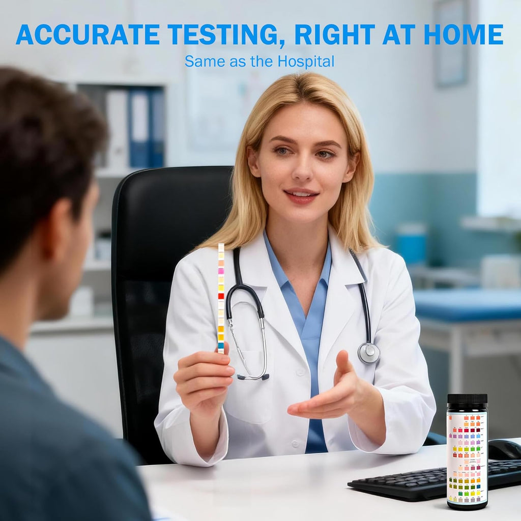 Urinalysis Test Strips 14-Parameter, 125 Count for UTI & Urine Testing

