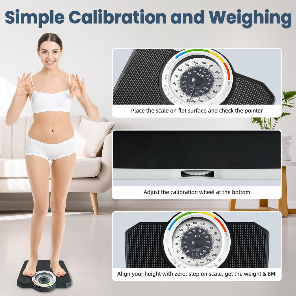 TIPRE Analog Bathroom Scale Mechanical Weight Scale Dial 150kg/330lb

