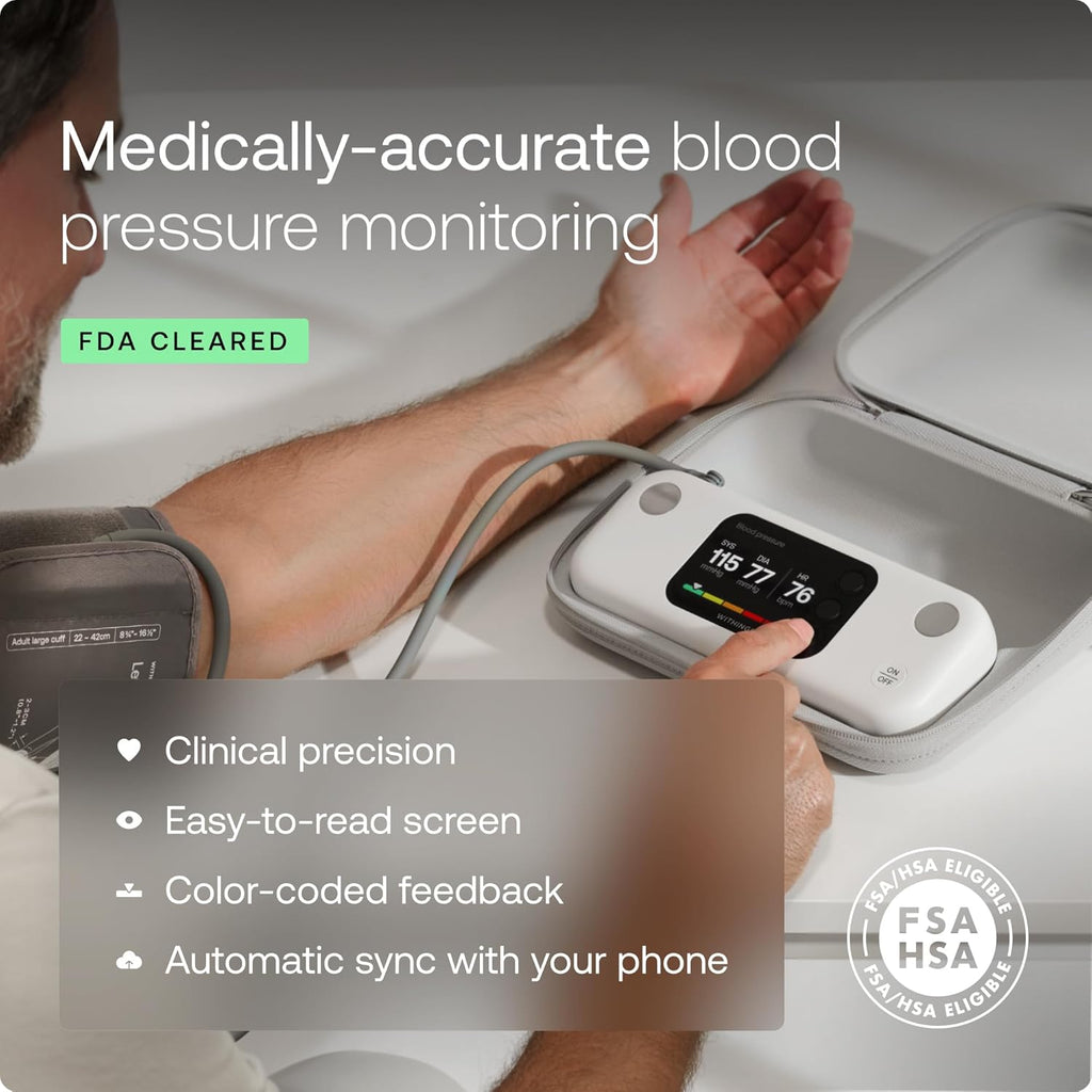 Withings BPM Vision Smart Arm Blood Pressure Monitor, FDA-Cleared, Wi-Fi/Bluetooth

