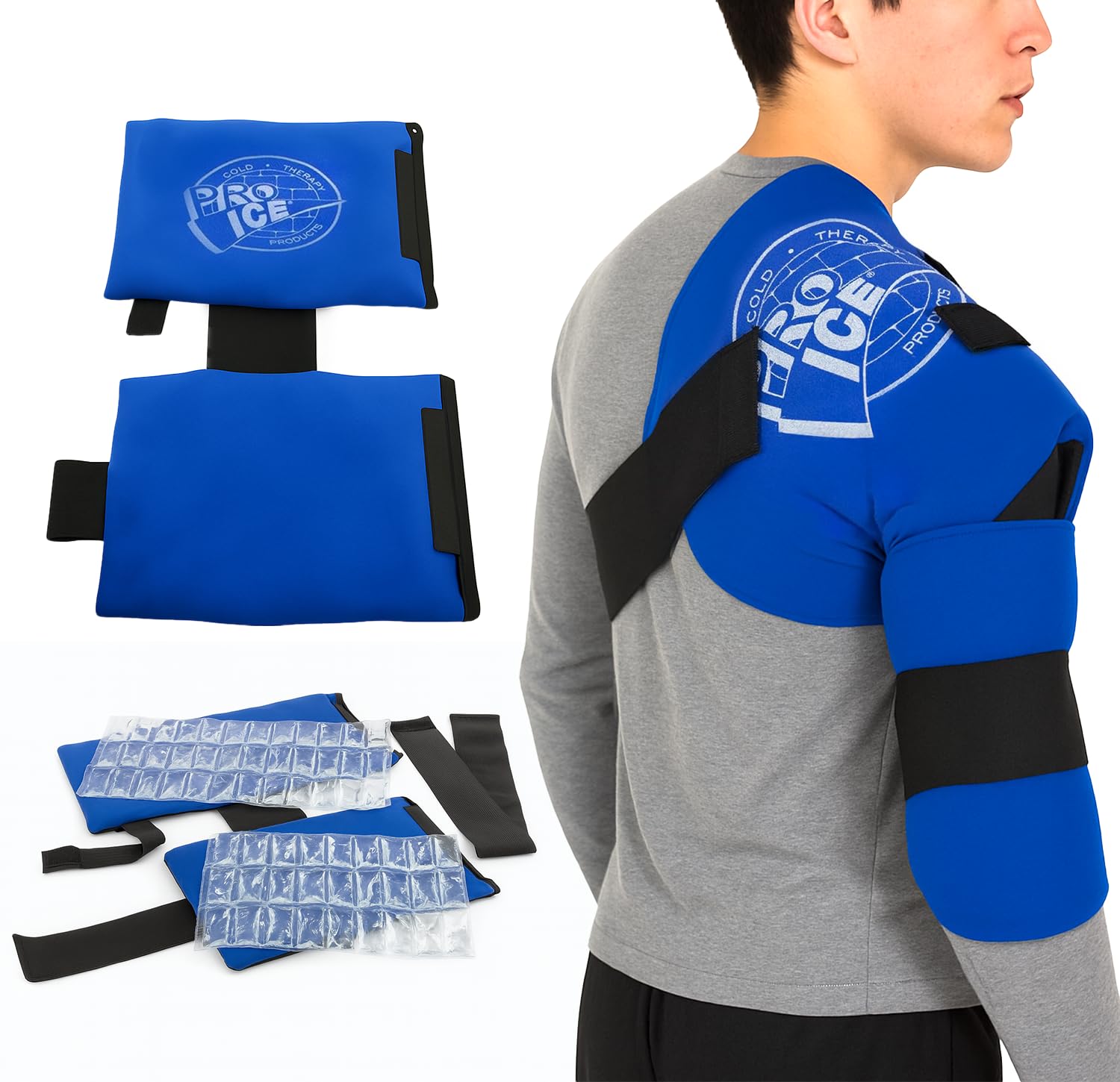 Pro Ice Shoulder & Elbow Ice Therapy Wrap with Reusable Ice Packs

