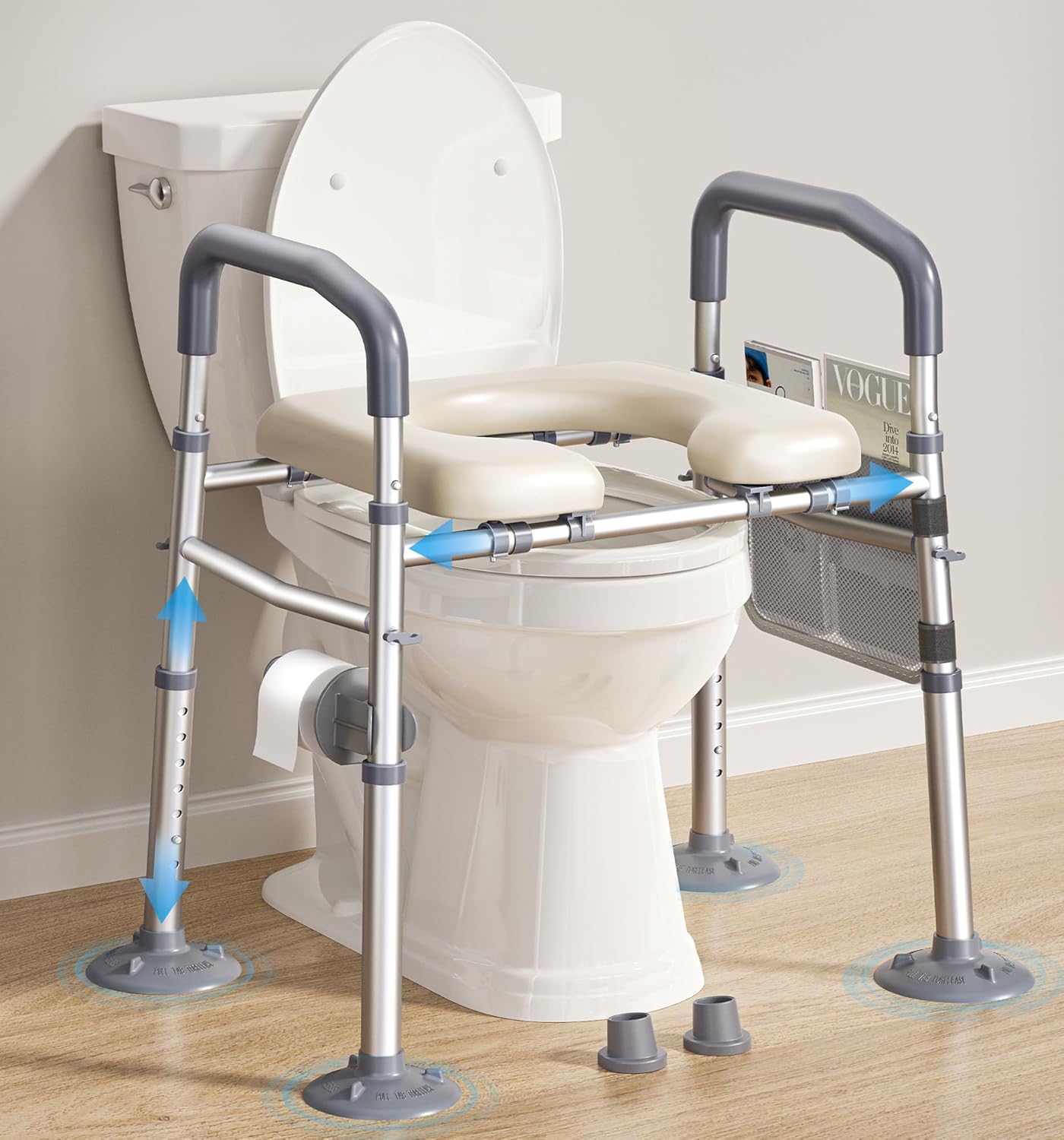Bluelog Raised Toilet Seat with Handles, Height & Width Adjustable, 400 lb

