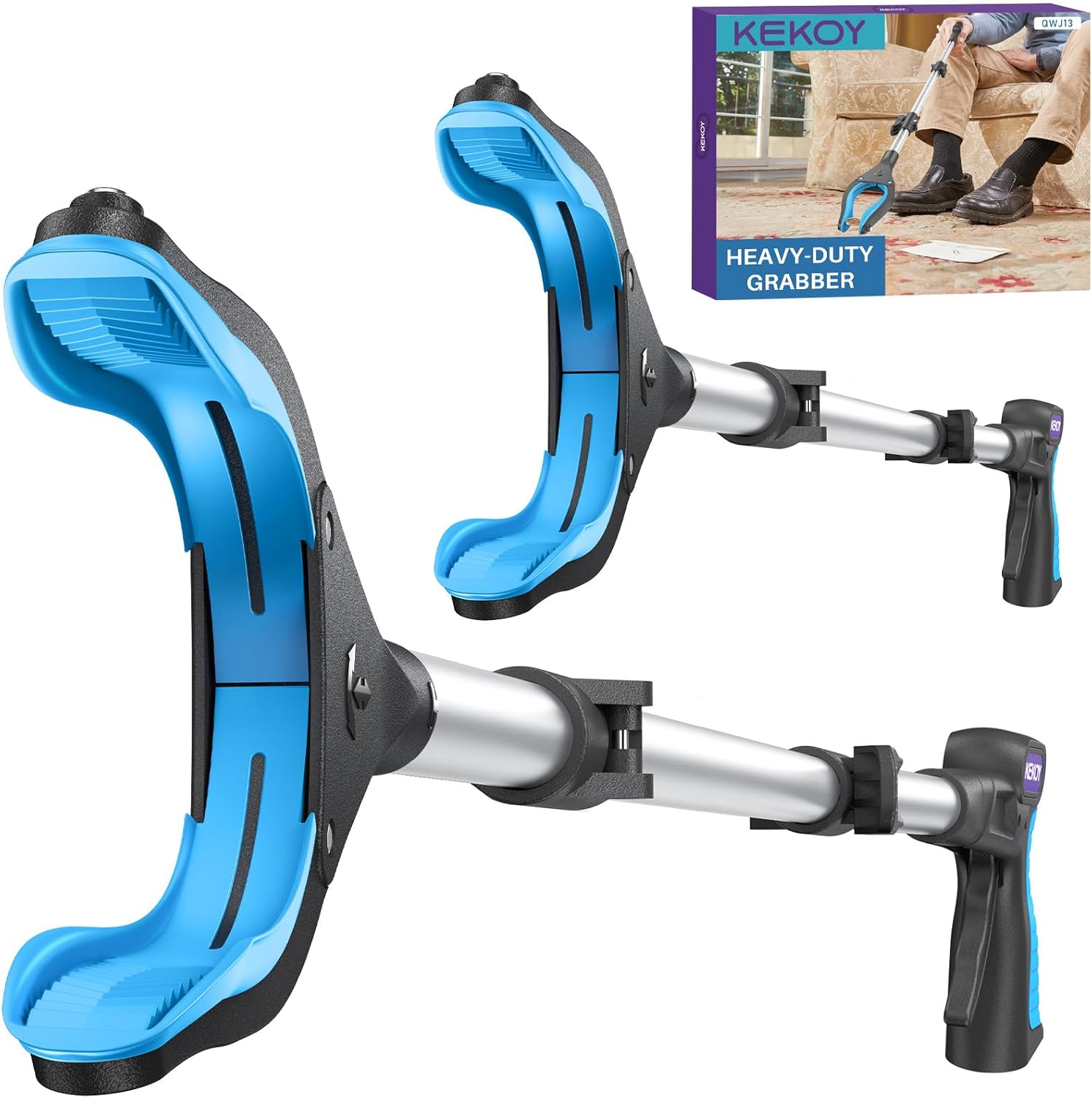 KEKOY Pro Foldable Reacher Grabber Pickup Tool with 360° Rotating Jaw, 4 in Wide

