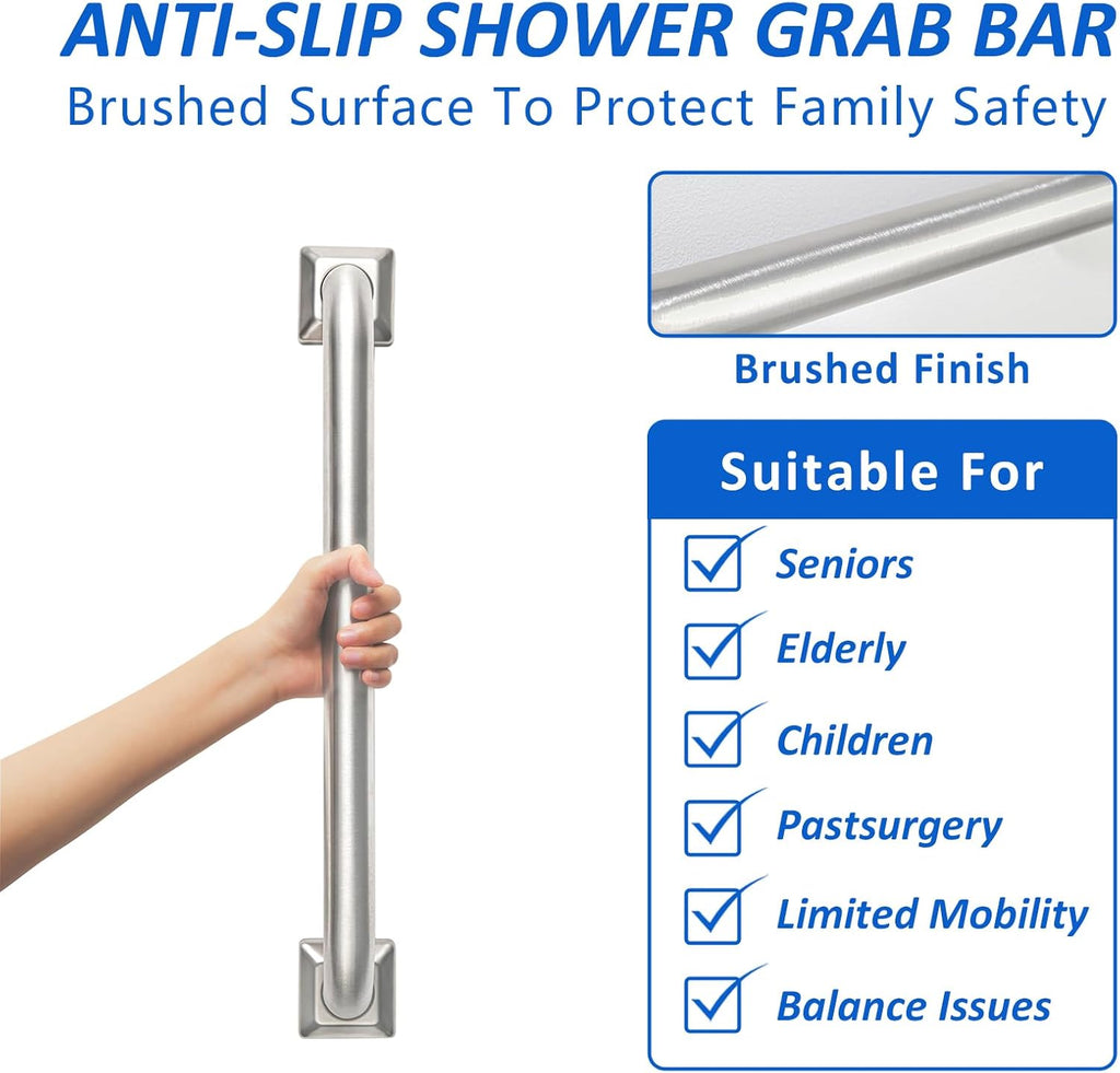 Stainless Steel ADA Grab Bar for Bathroom Shower Tub, 500 lb Load Capacity

