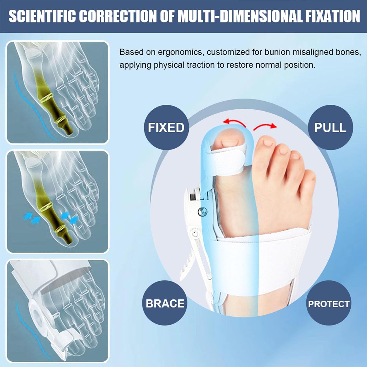 Adjustable Nighttime Bunion Corrector for Hallux Valgus Big Toe Straightener Brace

