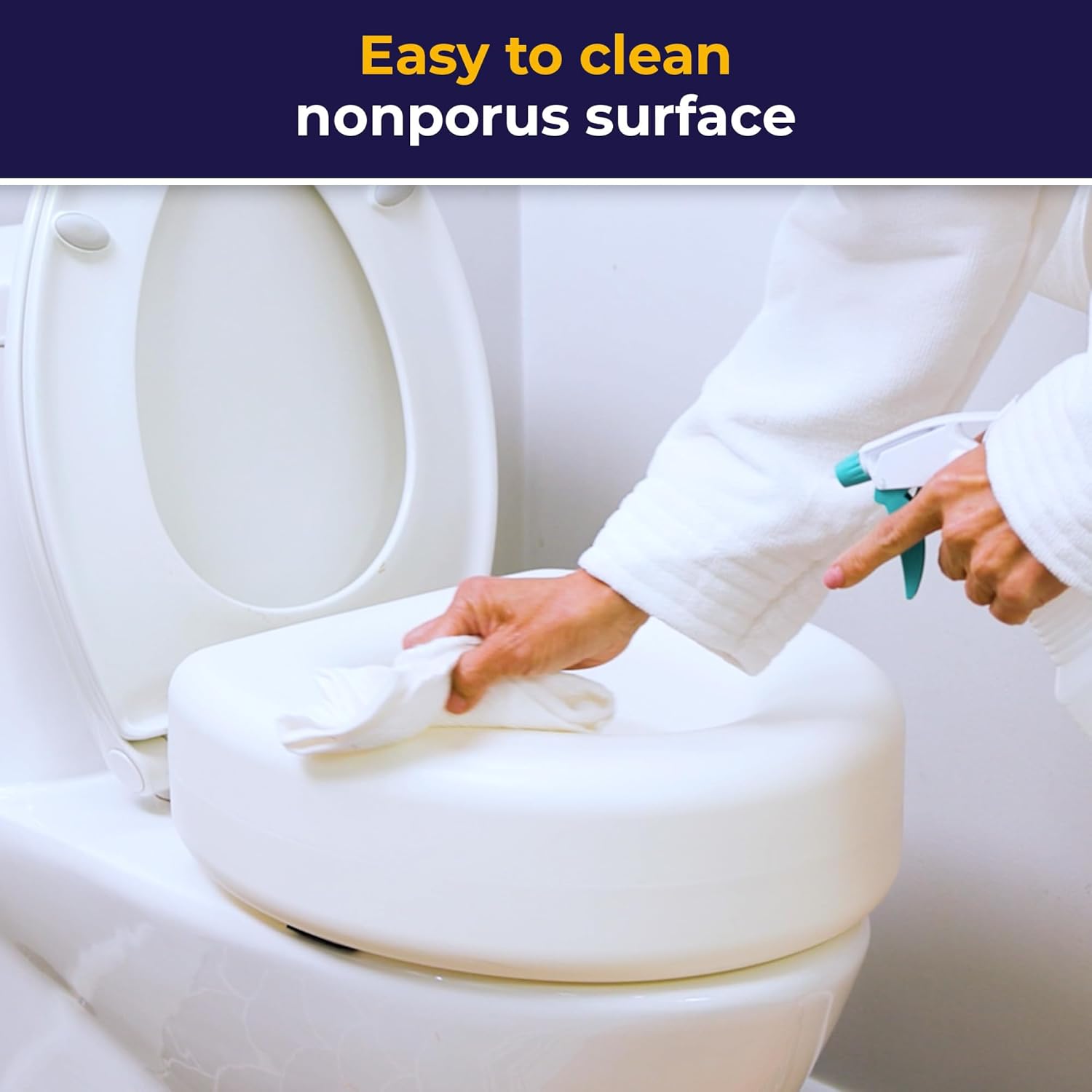 AquaSense Raised Toilet Seat Riser, 4 Inch Portable Elevated Toilet Seat for Mobility

