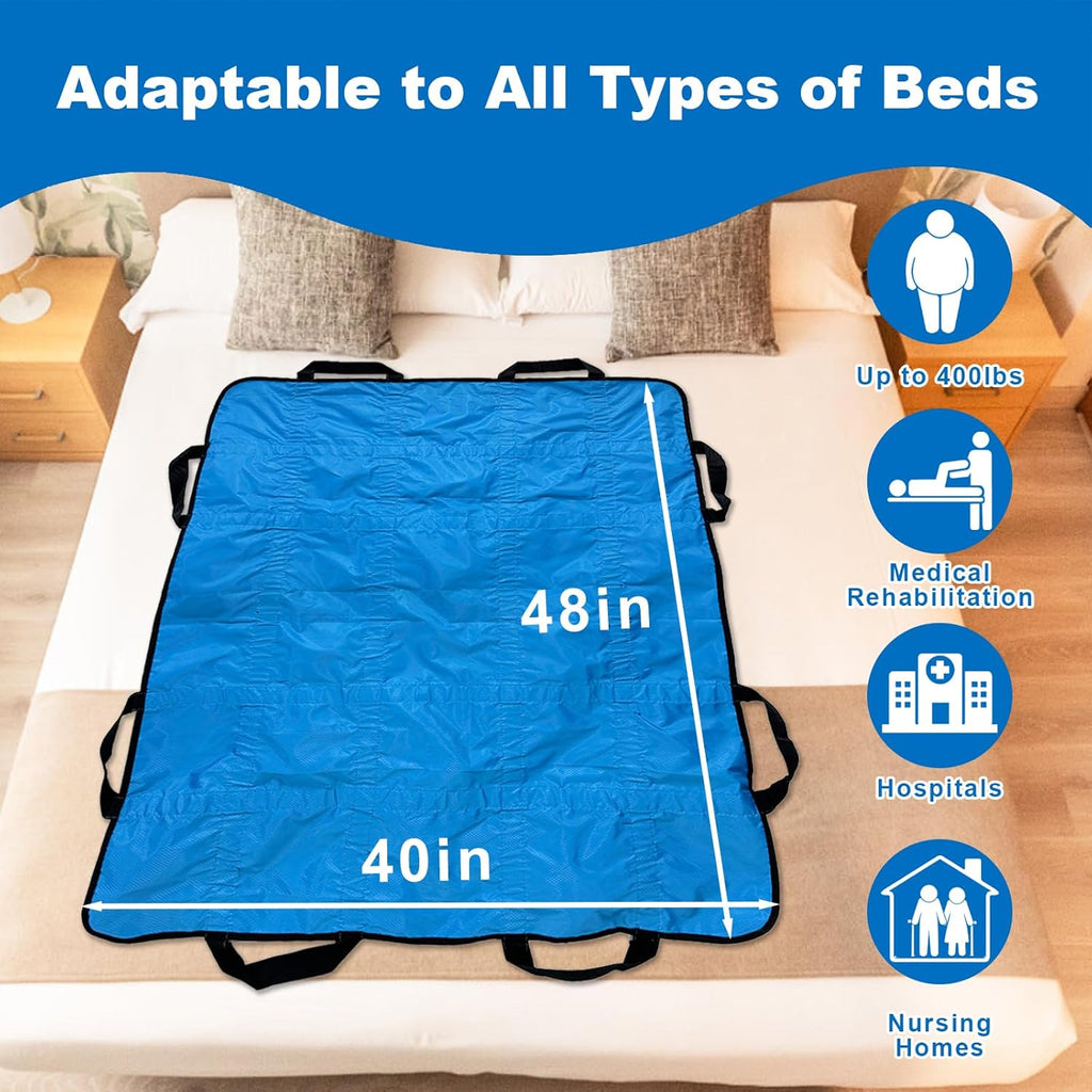 Reusable Patient Transfer Bed Pads with Handles, Washable Slide Sheets for Caregivers

