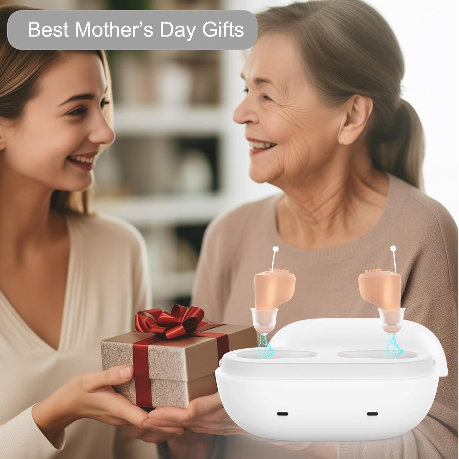 Rechargeable OTC In-Ear Hearing Aids for Seniors, Noise Reduction, Invisible

