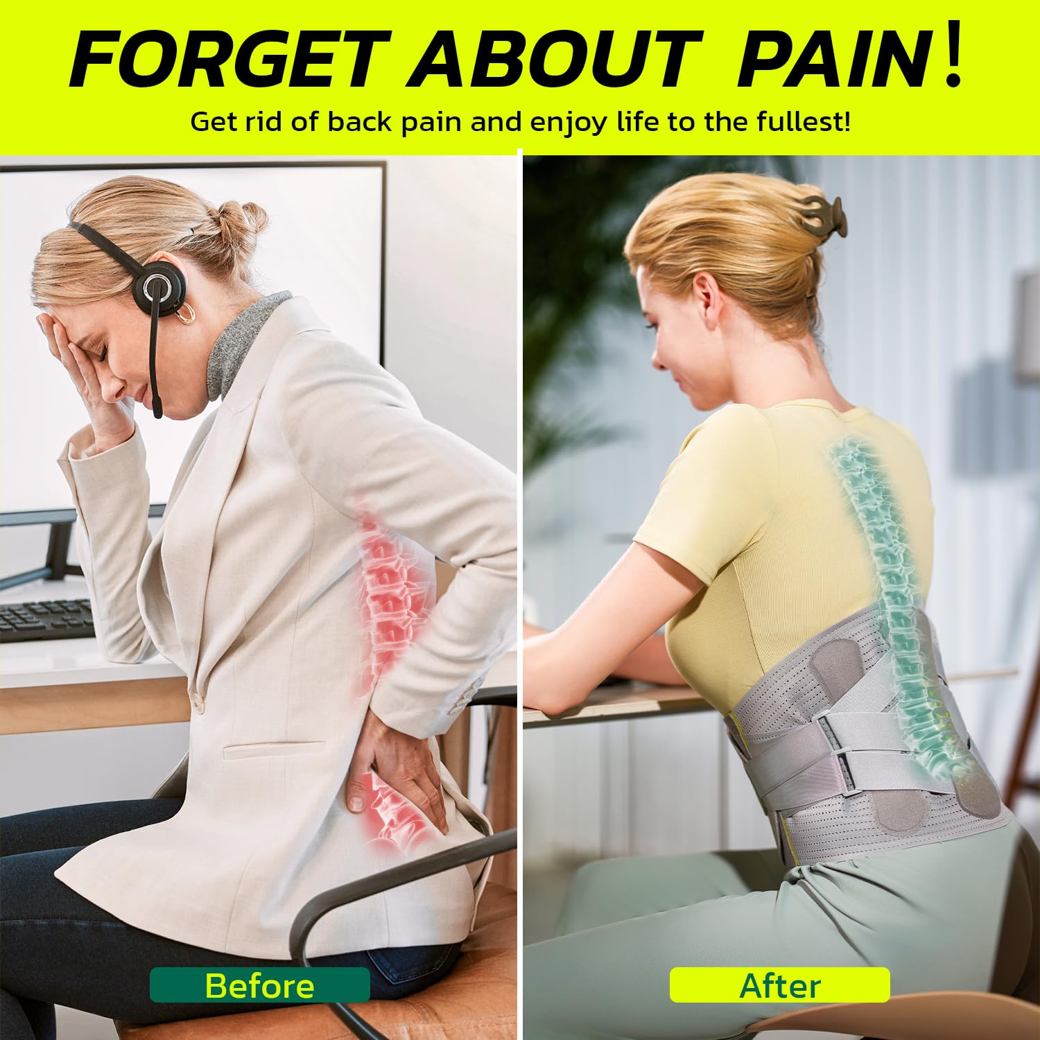 aoFIT 360° Back Brace Lumbar Support Belt for Lower Back Pain, Men and Women


