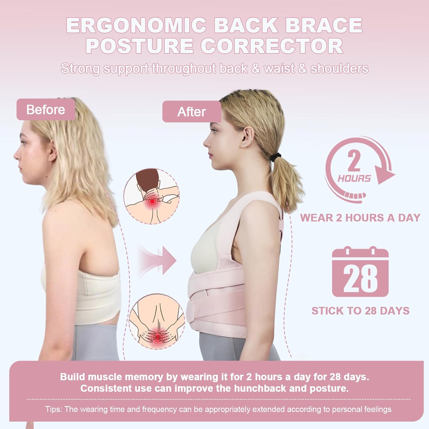 SLOWORLD Posture Corrector Back Brace for Upper and Lower Back Support, Adjustable

