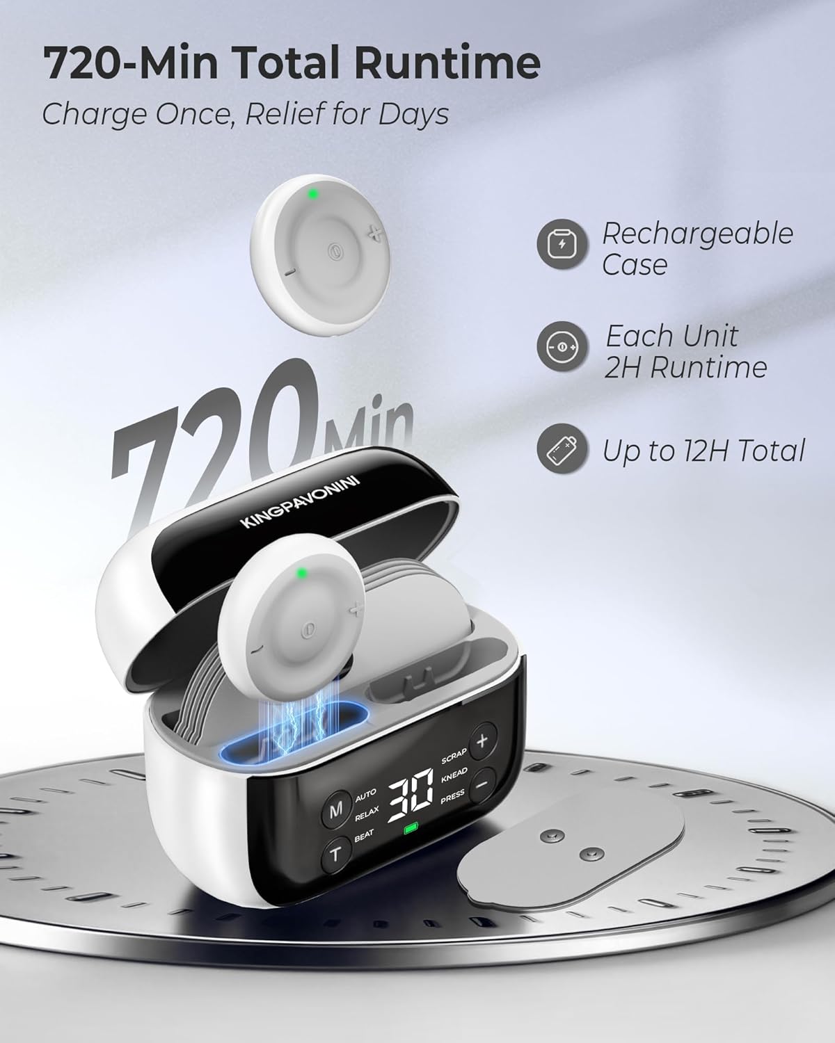 KingPavonini Wireless TENS Unit Muscle Stimulator with Dual-Channel, 30 Intensities (U13)

