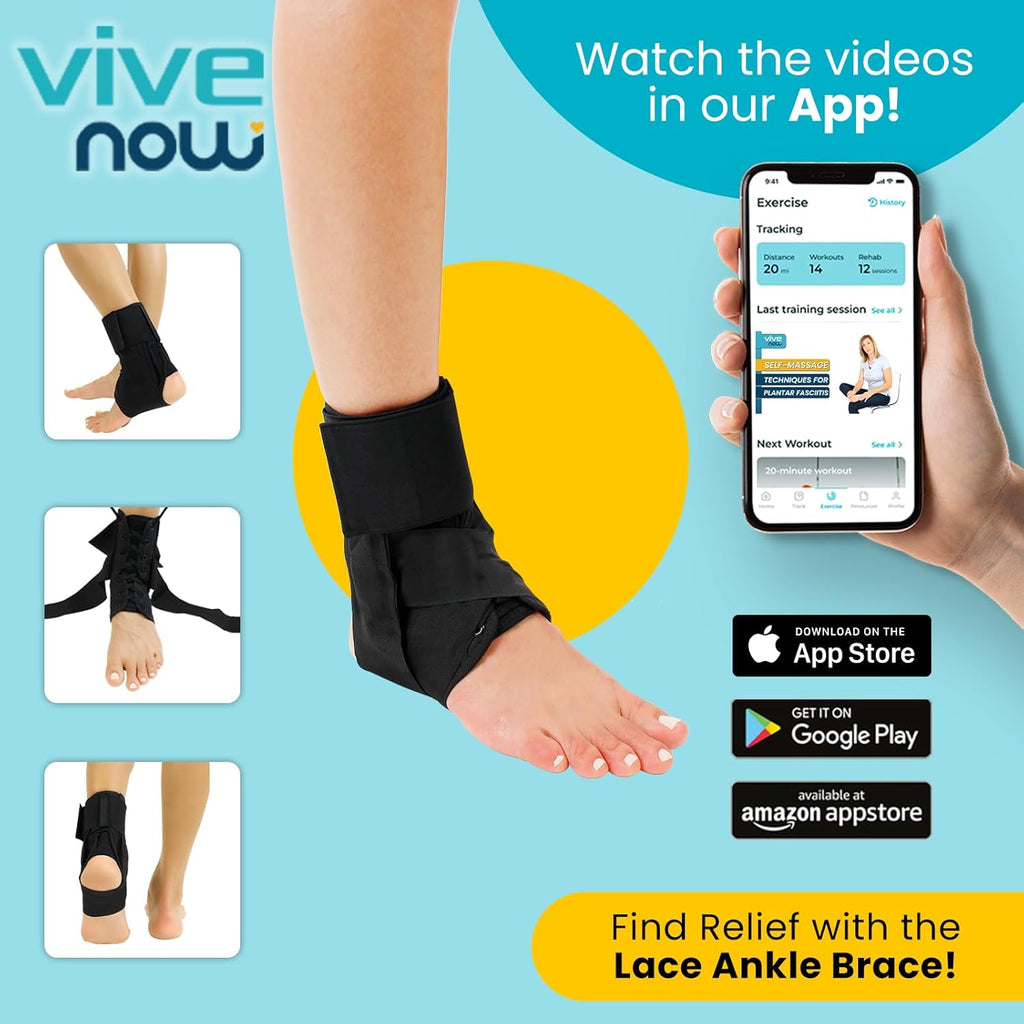 Vive Lace-Up Ankle Brace with Adjustable Figure-Eight Straps for Support

