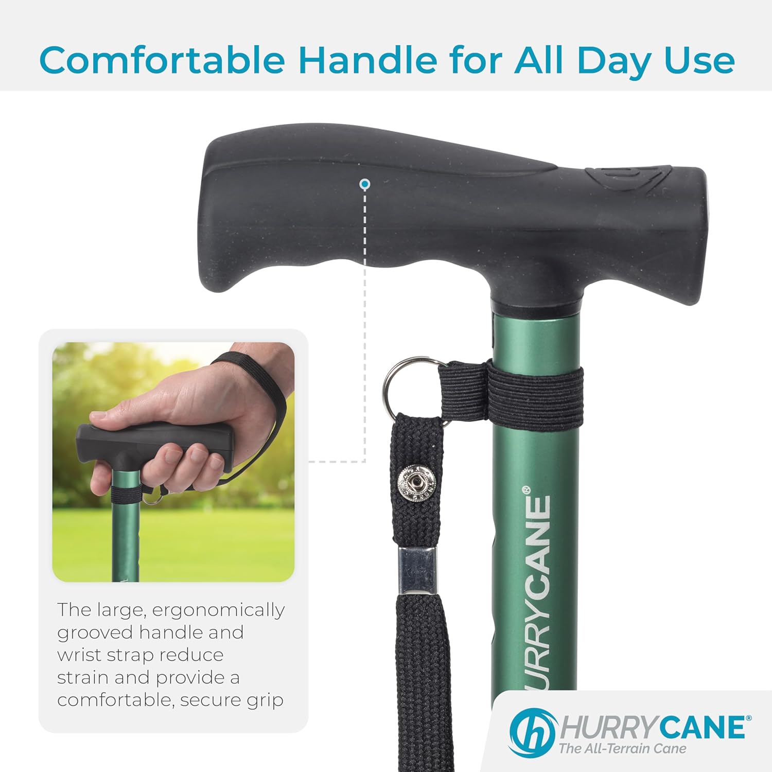 HurryCane HCANE Freedom Edition Foldable Walking Cane with T Handle

